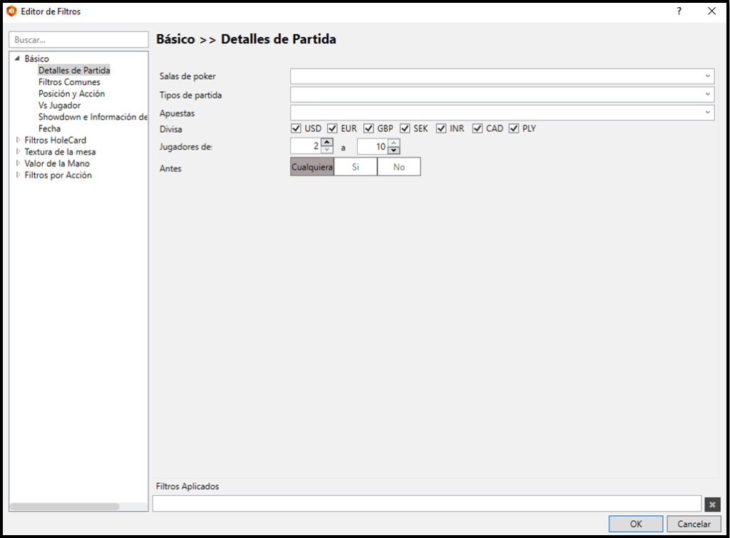 Holdem Manager 3 Filtros